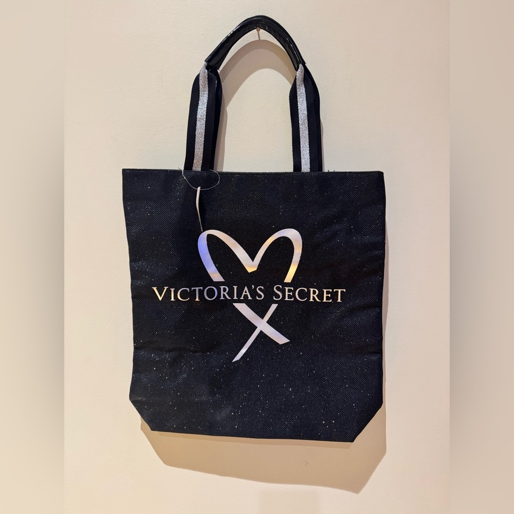 Victoria's Secret Black and Silver Heart Tote